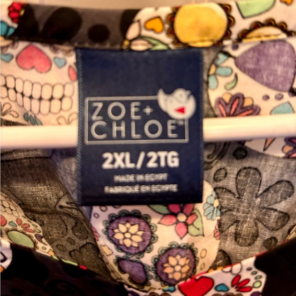 Scrub top plus size 2X Day of the Dead Skulls - Picture 3 of 6